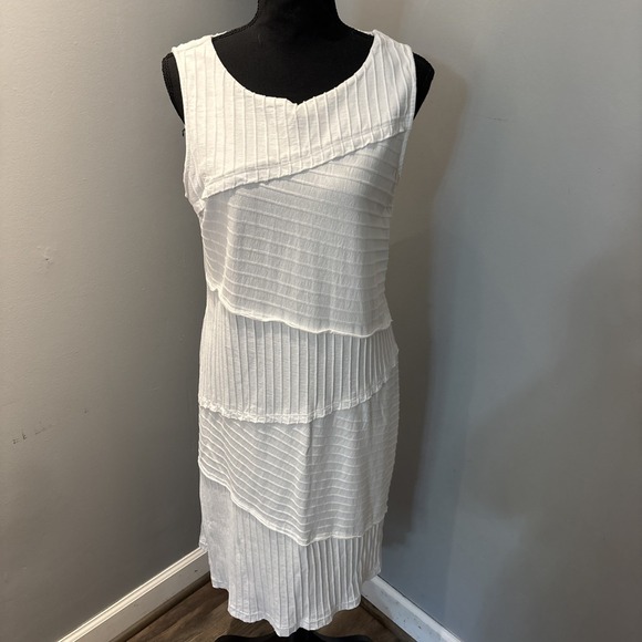 Soft Surroundings Missy Tank Dress Women's Sz S White Textured Knit Midi - Picture 1 of 9